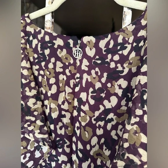 Tommy Hilfiger Flutter Sleeve Leopard Print V-Neck Mini Dress Size 4 - Picture 6 of 6